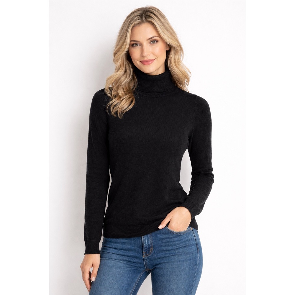 NWT Charter Club 2 Ply Cashmere Turtleneck‎ Sweater Womens S Petite Black Luxury